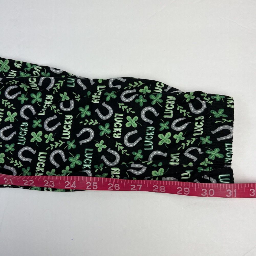 Nightzone St Patrick's Day Green Lucky Clover Horseshoe Unisex Pajama Pants Sz S - Picture 8 of 9